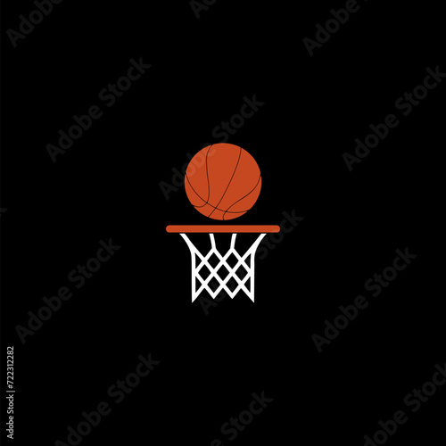Basketball ball logo icon isolated on dark background