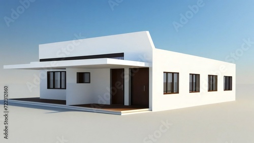 3d illustration of residential building exterior isolated on white background, Concept for real estate or property.