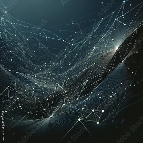 abstract composition featuring lines with dots over a dark background symbolizing connectivity or a big data concept