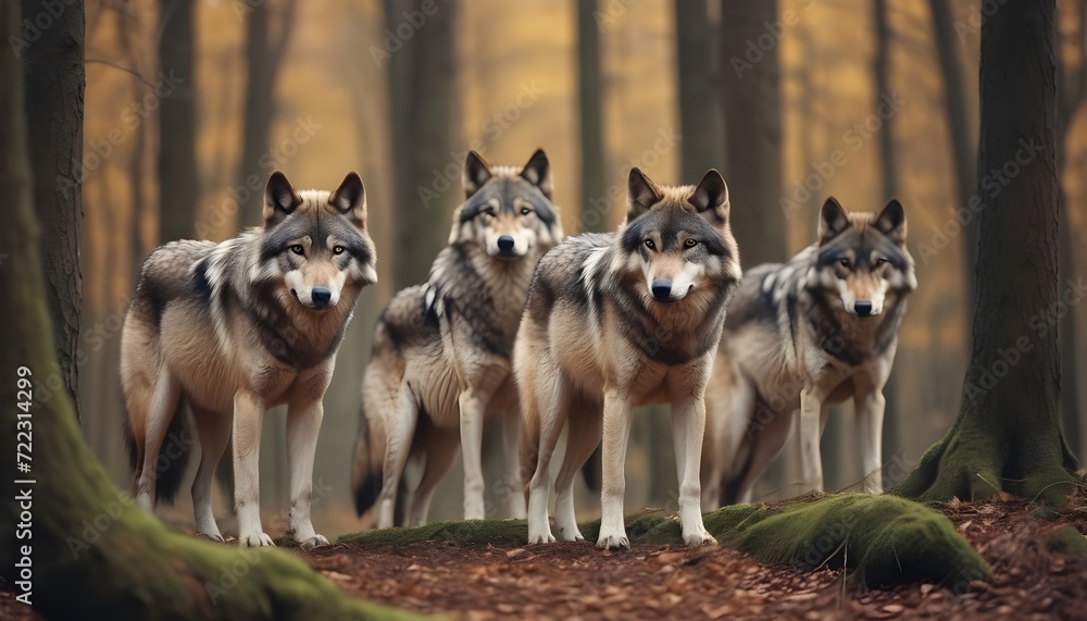 Obraz premium wolf and husky