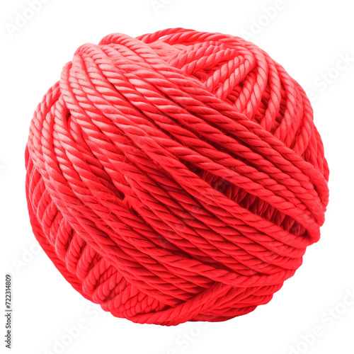 ball of red string rope isolated on a transparent background