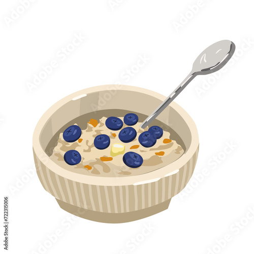 Cereal with yogurt and berries on the bowl 