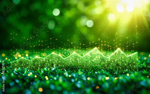 Green Spring Nature Background  Bright Grass and Bokeh for Summer Environment with Fresh Foliage and Light Design