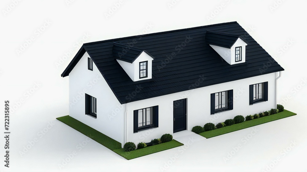 3d illustration of residential building exterior isolated on white background, Concept for real estate or property. 3d illustration of residential building exterior isolated on white background, Concept for real estate or property.