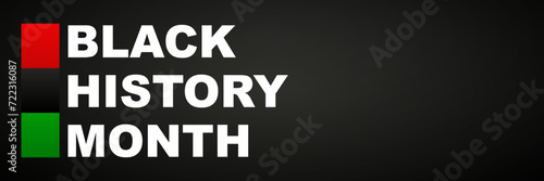 Black History Month banner in dark style with copy space, commemorative events dedicated to society's struggle against slavery, racism, prejudice and poverty
