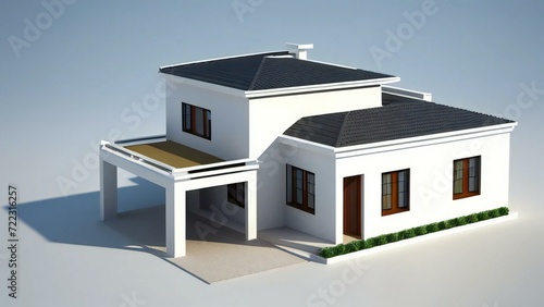 3d illustration of residential building exterior isolated on white background, Concept for real estate or property.