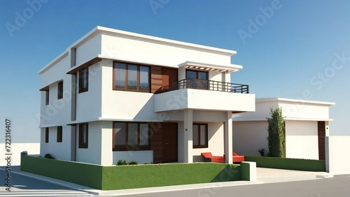 3d illustration of residential building exterior isolated on white background, Concept for real estate or property.