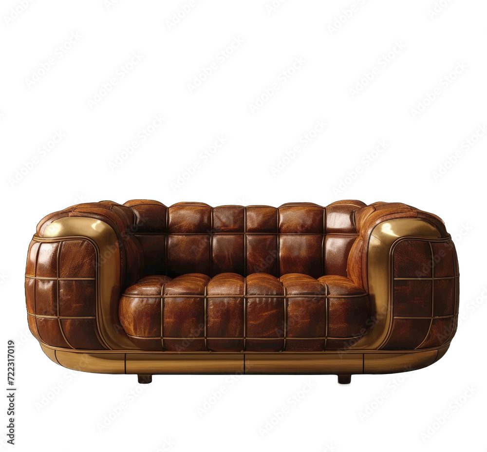 Obraz premium a_brown_leather_sofa_with_golden_frames