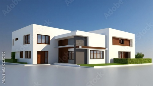 3d illustration of residential building exterior isolated on white background, Concept for real estate or property. © home 3d