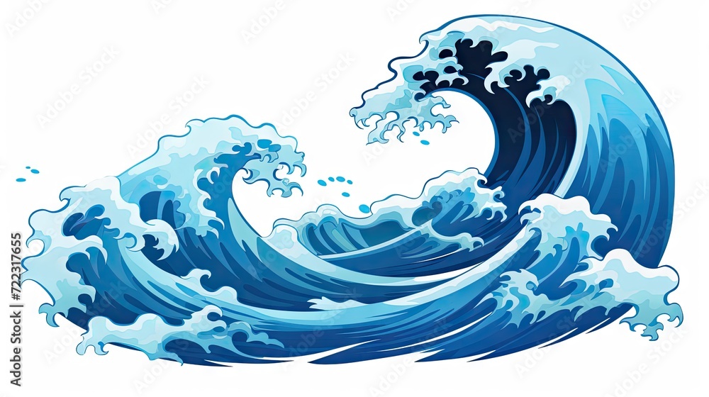 a dramatic image of a tsunami wave in cartoon style, showcasing a big blue sea wave as a cataclysm color icon. a dramatic image of a tsunami wave in cartoon style, showcasing a big blue sea wave as a cataclysm color icon.