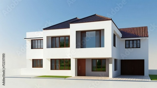 3d illustration of residential building exterior isolated on white background, Concept for real estate or property. © home 3d