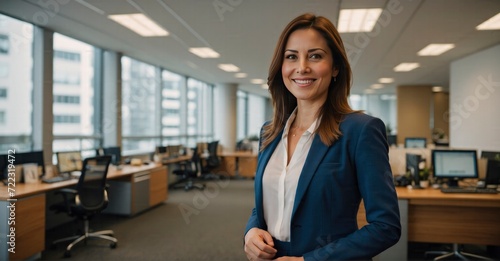 City office scene Businesswoman radiates warmth and positivity Free Download City office scene Businesswoman radiates warmth and positivity - GFXLoad