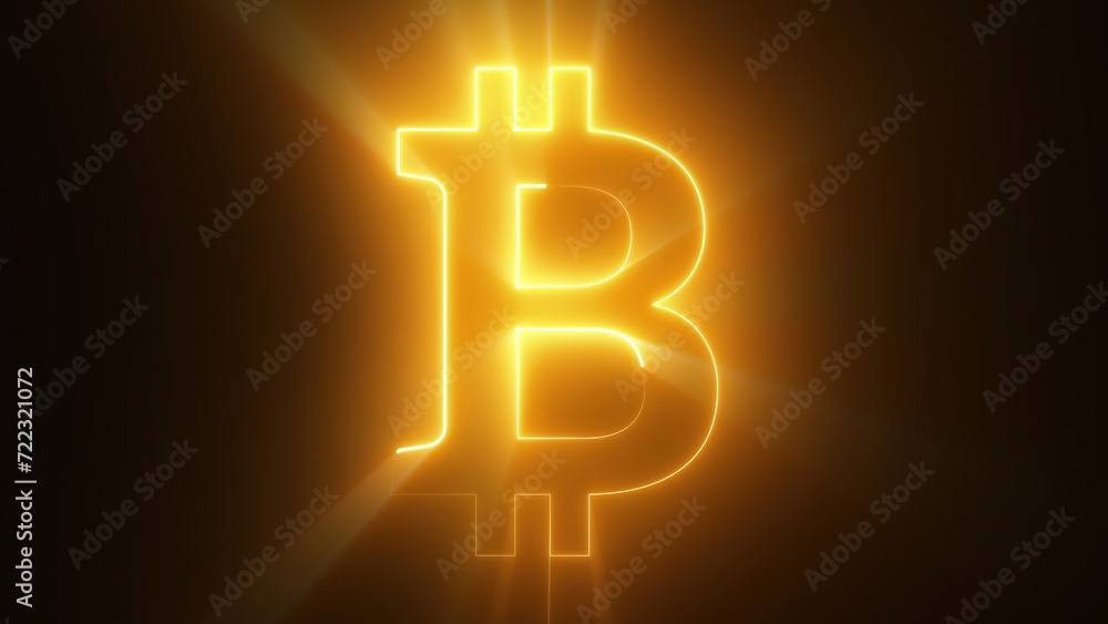 Neon bitcoin sign. Computer generated 3d render Neon bitcoin sign. Computer generated 3d render