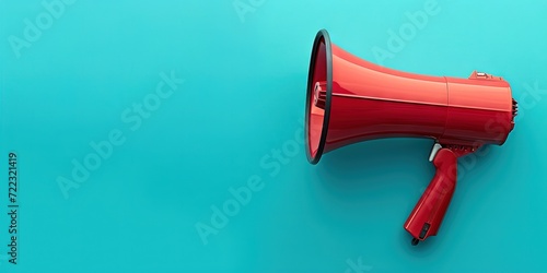 Marketing concept with bullhorn on solid background with copy space