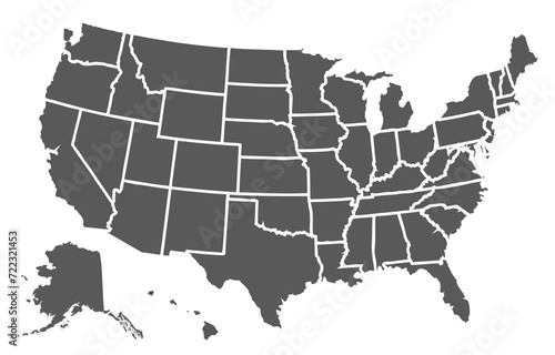 USA map with division on states, United States of America map – vector