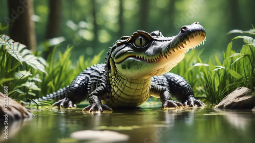 A baby alligator in the swamp © Milten
