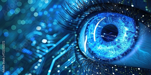 Eye made of blue data surveillance concept photo