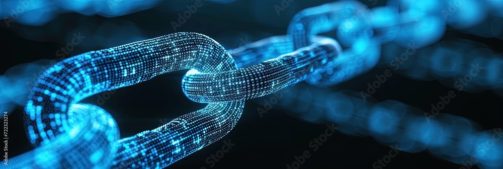 blockchain concept with blue digital data linked in chain blockchain concept with blue digital data linked in chain