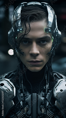 A Portrait of a male Cyborg photo