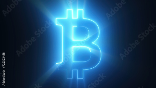 Neon bitcoin sign. Computer generated 3d render