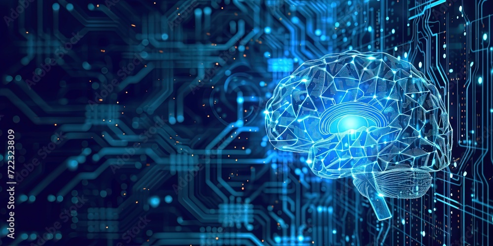 brain made of blue digital data on computer motherboard brain made of blue digital data on computer motherboard