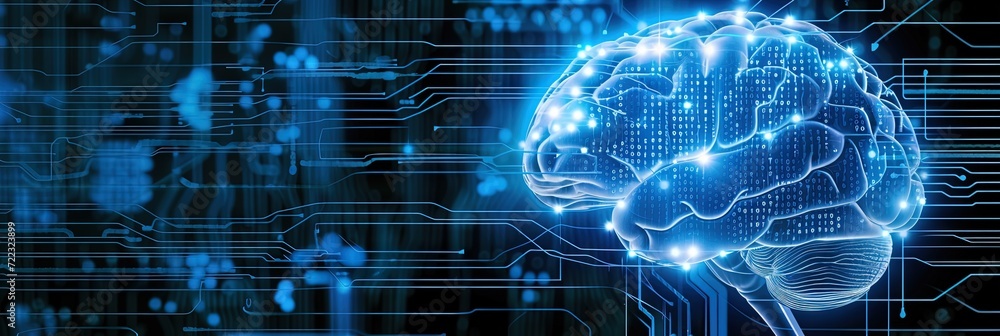brain made of blue digital data on computer motherboard brain made of blue digital data on computer motherboard