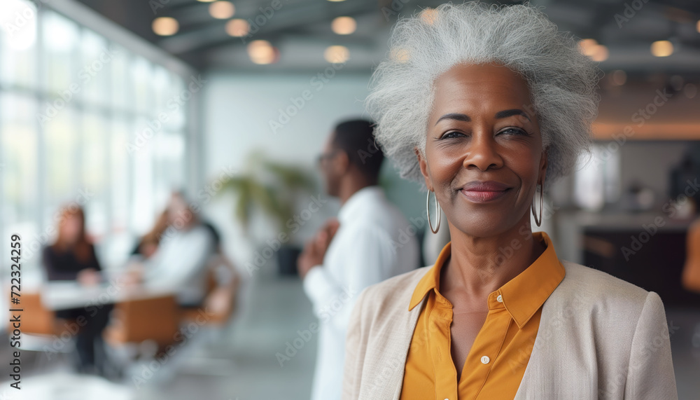 An African-American elderly woman enjoying retirement and multinational ...