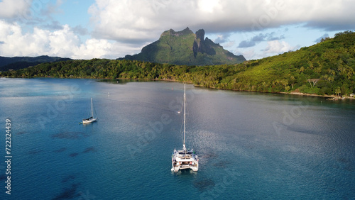 Cruise boats in Povaie Bay, Bora Bora, French Polynesia