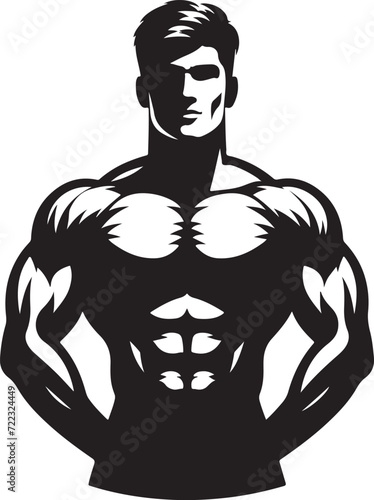 black and white illustration of a body builder man