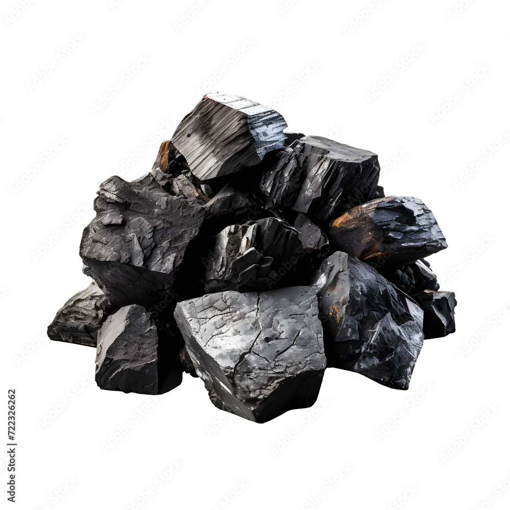 Pile of charcoal isolated on Transparent Background. Ai generated 