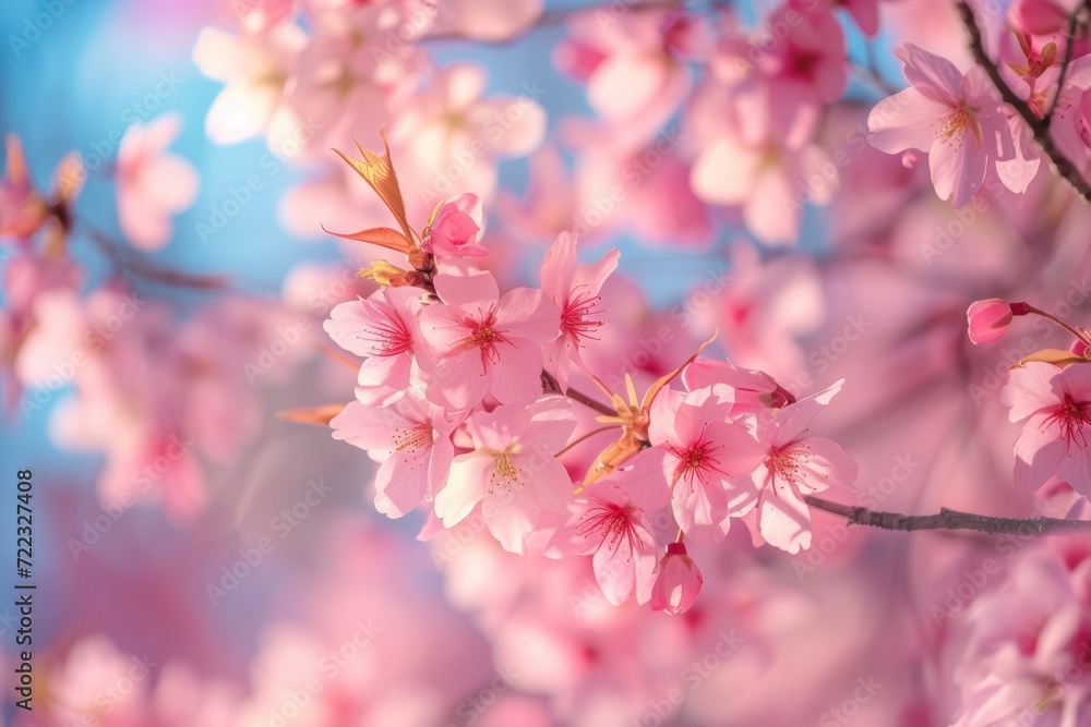 Close Up of Cherry Blossoms in Spring Bloom