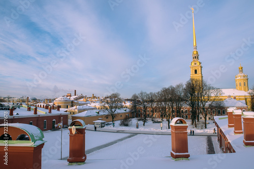 Peter and Paul cathedral in Saint-Petersburg, winter time photo