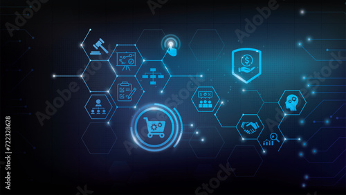 Procurement management banner web icon vector illustration concept with icon of operational management, strategy, structure, people, governance, process, technology and performance