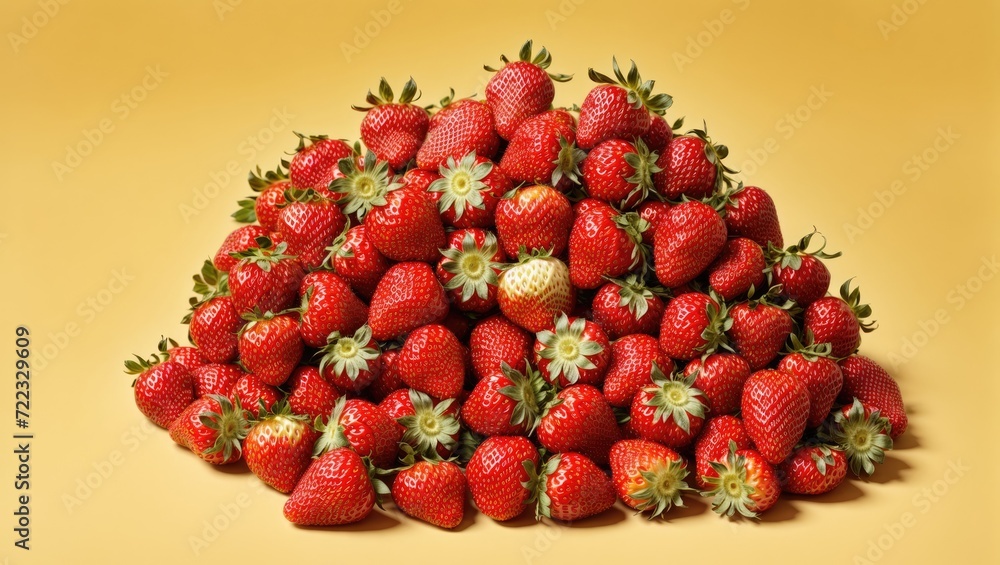 Stacking strawberries on top of each other on yellow backgrond, fruits, healthy food Stacking strawberries on top of each other on yellow backgrond, fruits, healthy food