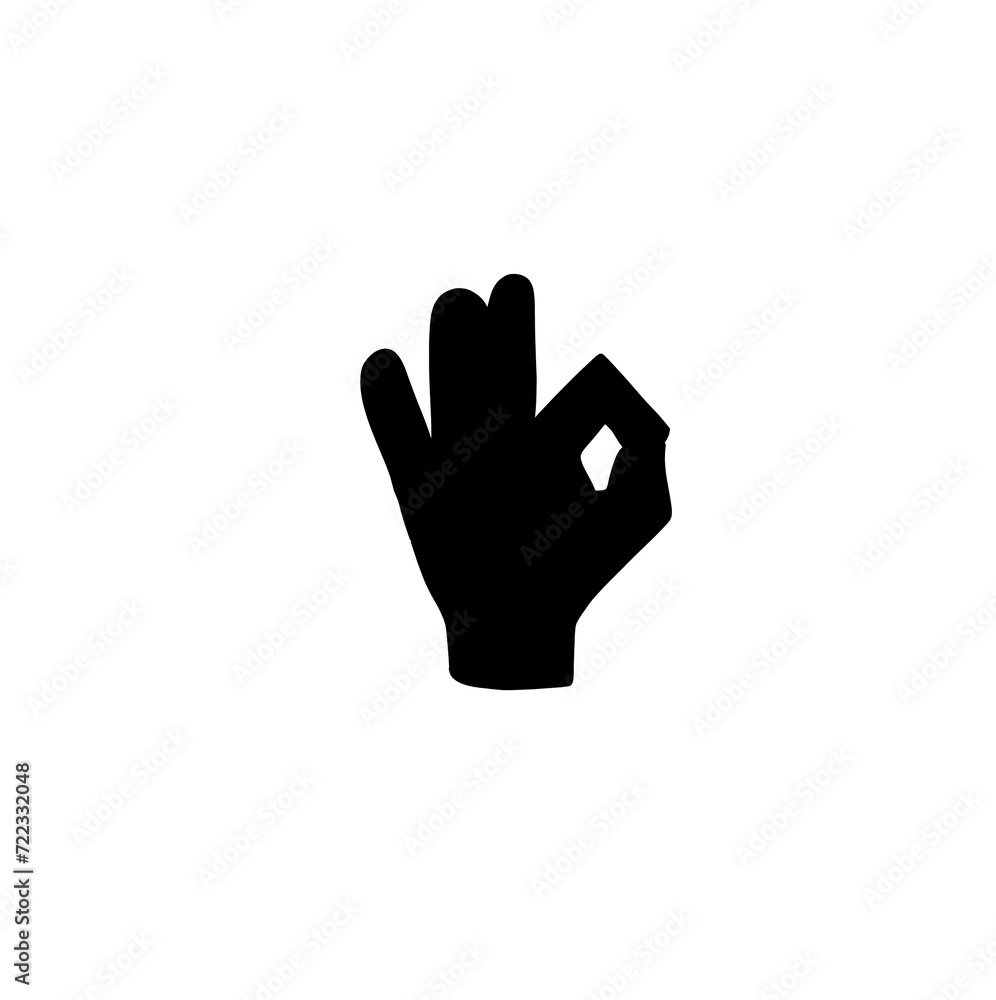 Fototapeta premium three hand, ok gesture with finger , sign with hand silhouette 