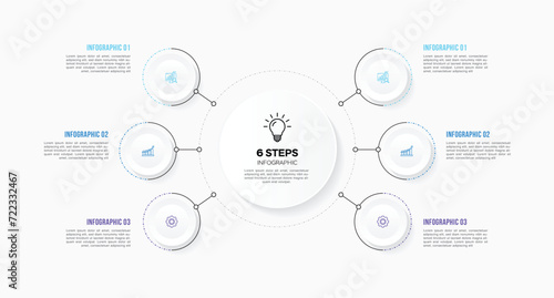 Vector infographic template design with 6 options or steps business data visualization template design. Can be used for process diagram, presentations, workflow layout, flow chart, steps, banner. photo