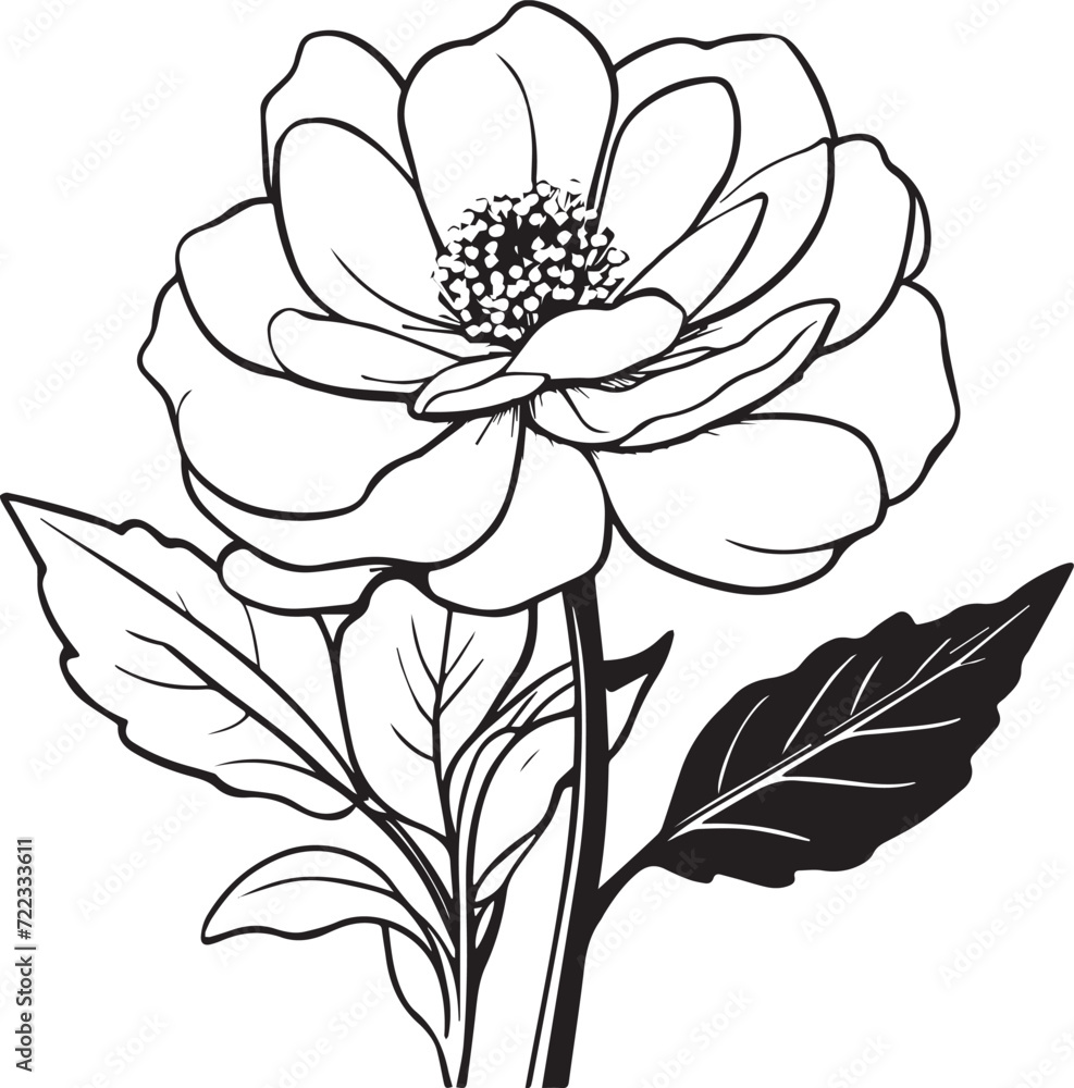 Fototapeta premium Hand-drawn beautiful rose sketch vector illustration, Vector flat design rose silhouette,