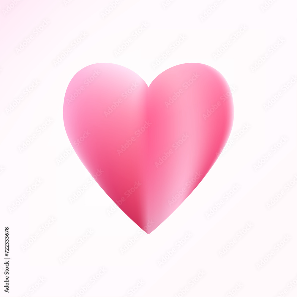 Realistic pink heart icon. 3D heart shape. Vector illustration EPS 10.