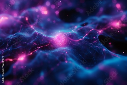 Abstract Dark Blue and Purple Neural Network - A Captivating Backdrop Concept, Representing the Intricate Interconnections of a Digital Neural Framework