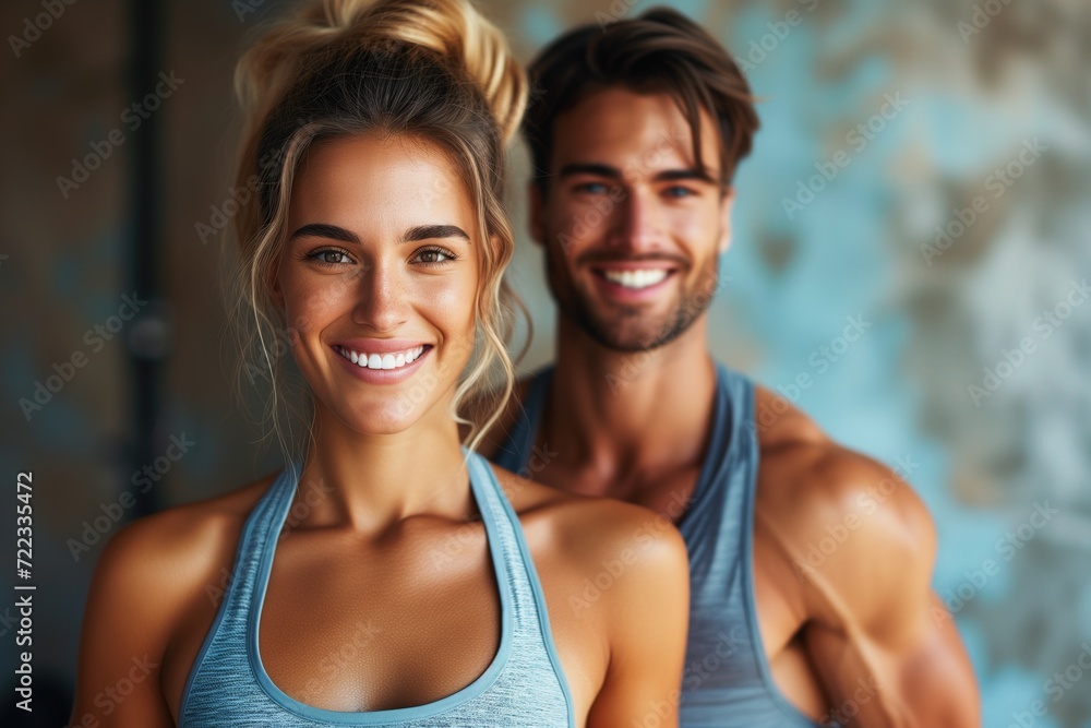 A Happy Athletic Couple Radiates Positivity as They Emerge from the Gym After a Satisfying Sports Training Session - Capturing the Glow of Post-Workout Success A Happy Athletic Couple Radiates Positivity as They Emerge from the Gym After a Satisfying Sports Training Session - Capturing the Glow of Post-Workout Success