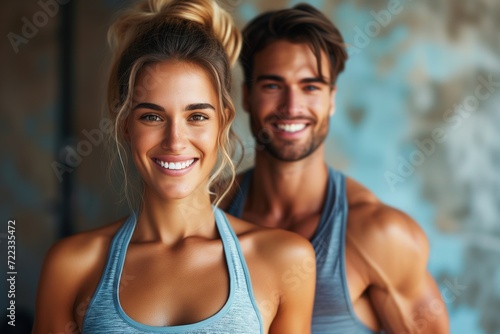 A Happy Athletic Couple Radiates Positivity as They Emerge from the Gym After a Satisfying Sports Training Session - Capturing the Glow of Post-Workout Success
