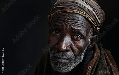 Elderly Man Wearing Turban in Traditional Attire