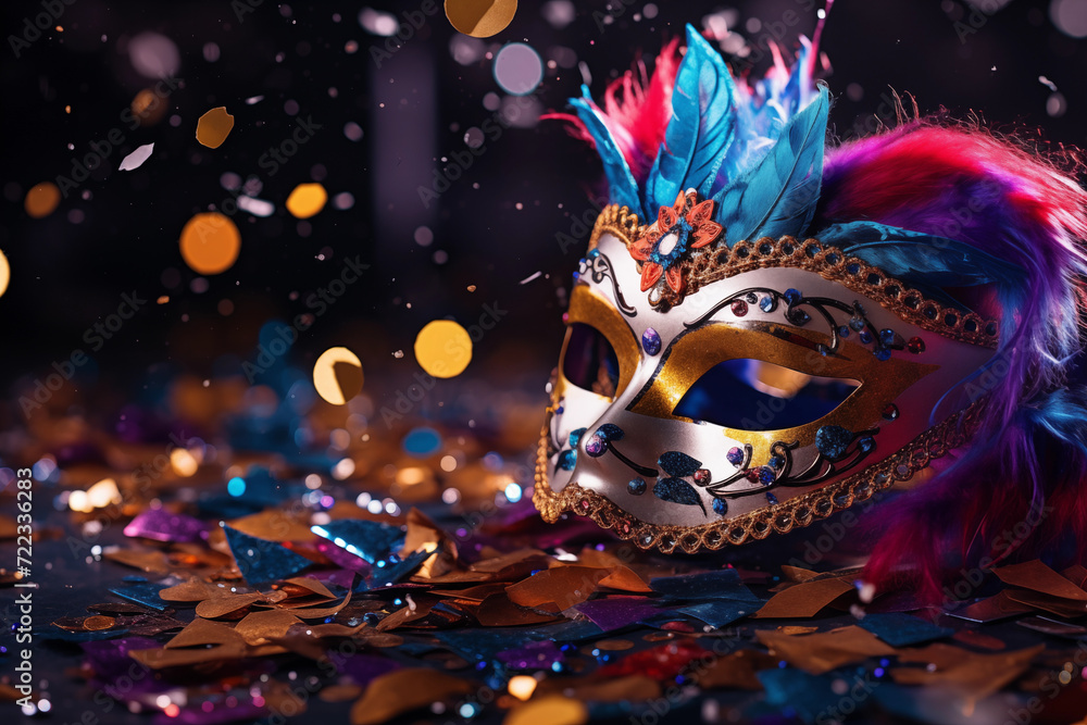 Carnival party background. Brazil, Venetian, carnival, mardi gras, costumes and masks
