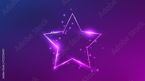 Neon frame in star form with shining effects and sparkles