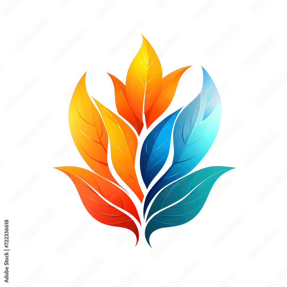 illustration of a leaf flower logo, colorful with transparent background illustration of a leaf flower logo, colorful with transparent background