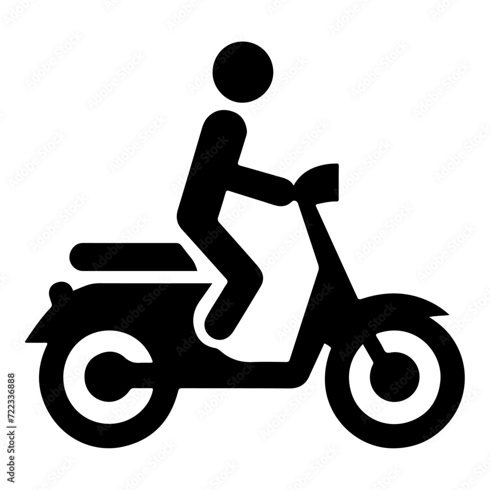 Moped icon, clipart, vector silhouette, flat style, black color silhouette, white background Moped icon, clipart, vector silhouette, flat style, black color silhouette, white background