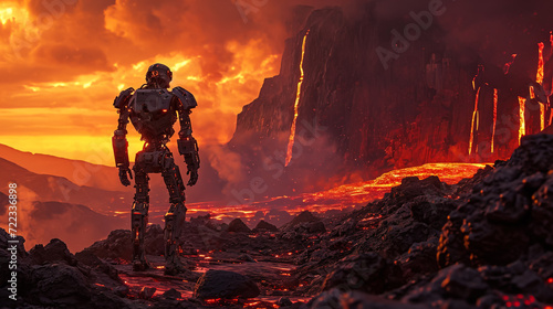 AI robot work in Volcanic Zones - AI Generated