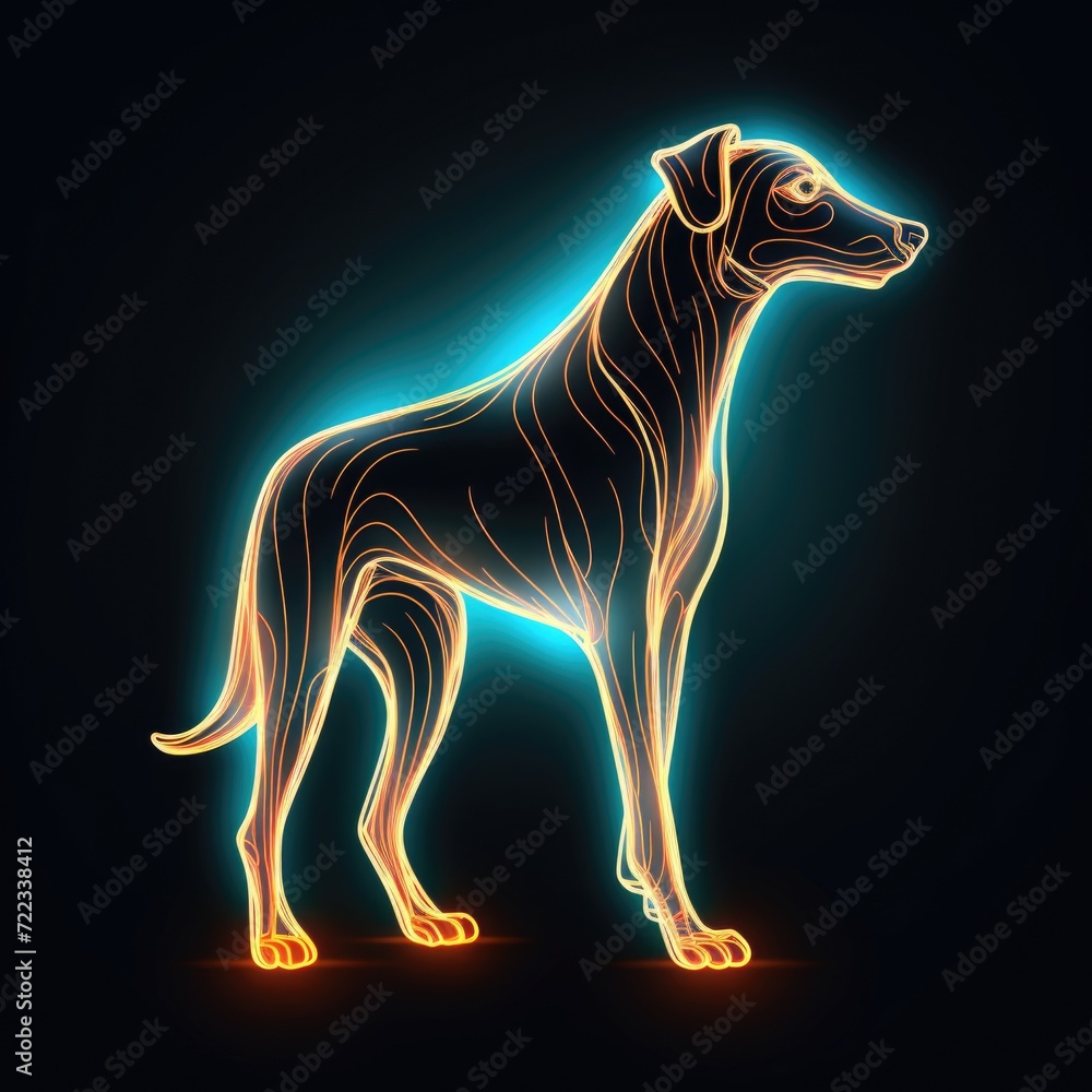 Whippet. Neon outline icon with a light effect