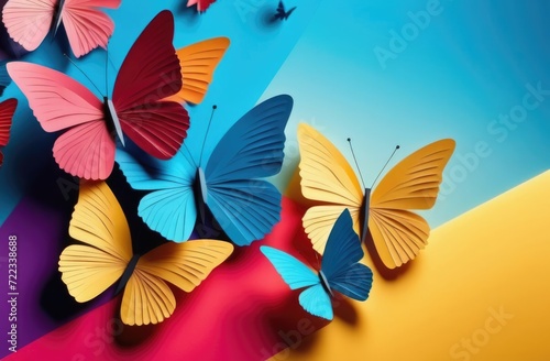 Zero Discrimination Day, colorful paper butterflies, rainbow colors, paper cutouts, bright background