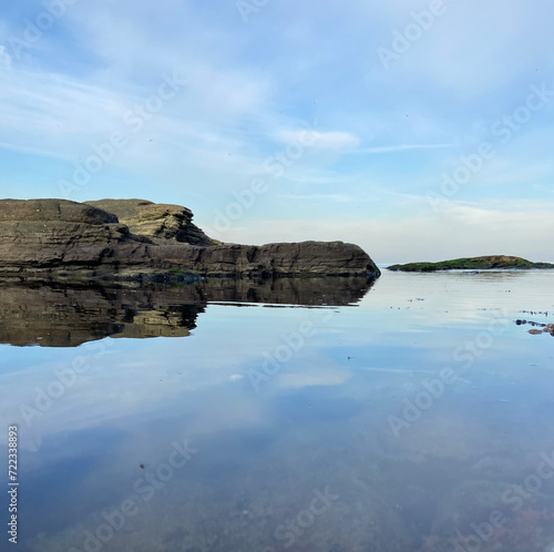 Blue calm sea with rocks 